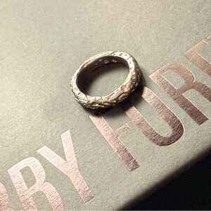 Textured Silver Hammered Band Ring - Women's Jewelry